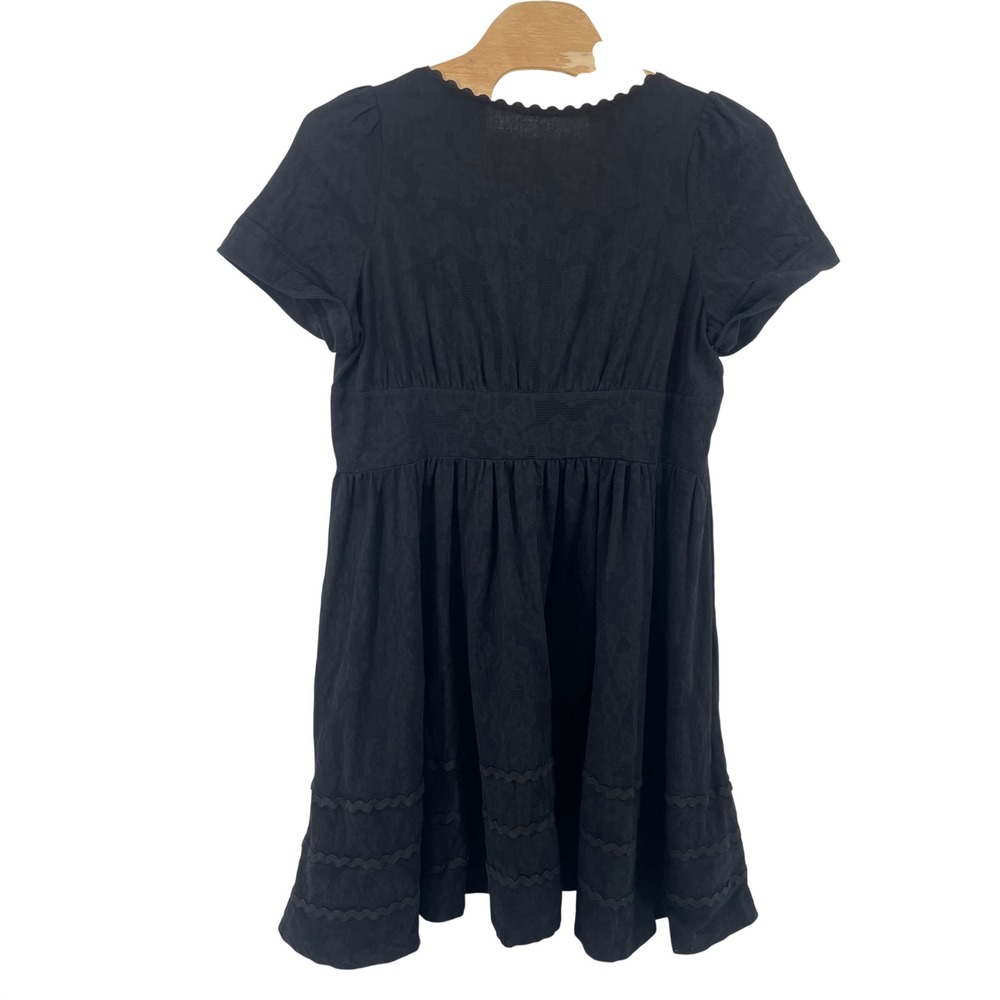 Unique Vintage Dress Womens 3X/20 Black Jacquard Scalloped Bow Babydoll  NWT